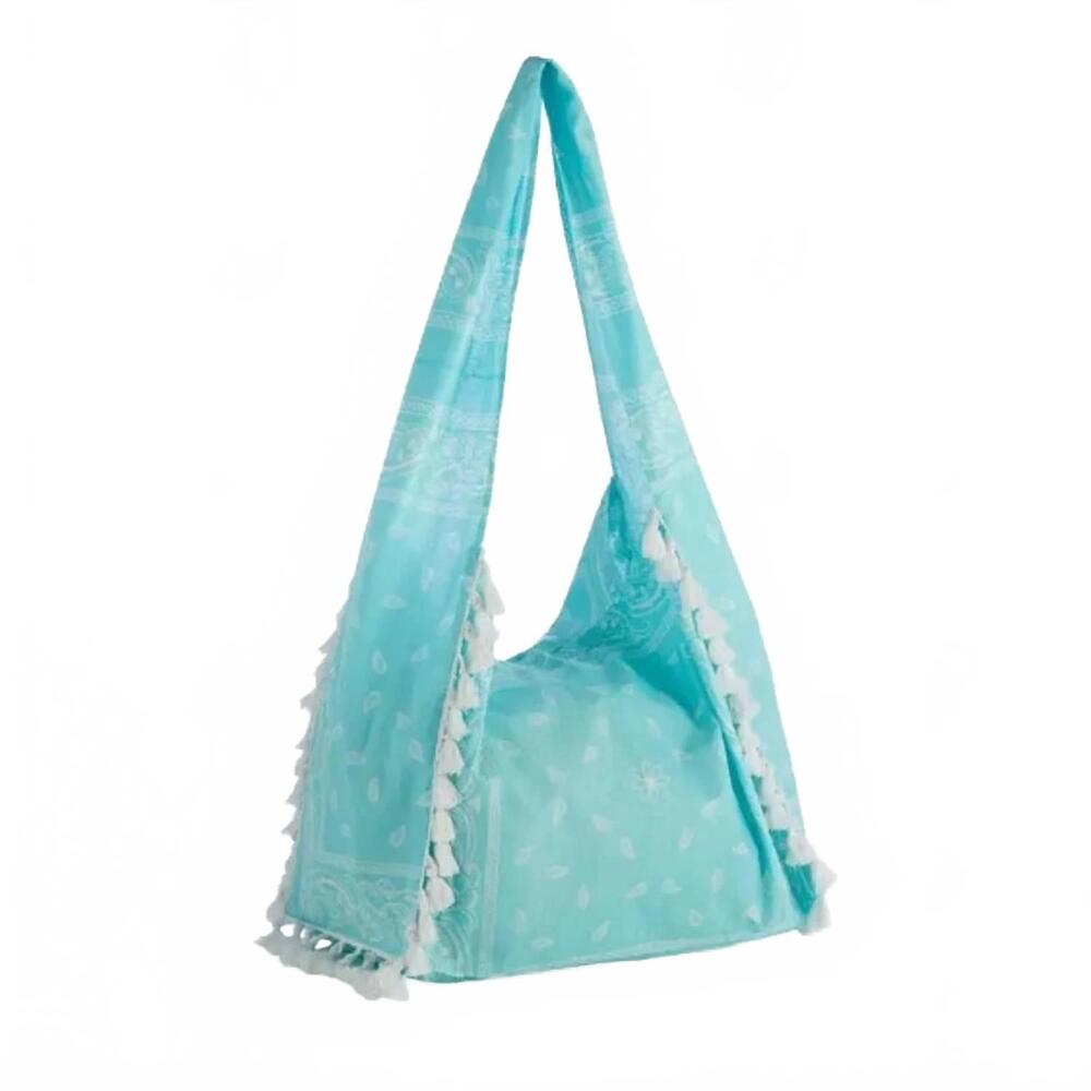 NEW SHIRALEAH women's jane hobo bag in turquoise & white